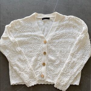 Elegant White Knit Cardigan Sweater